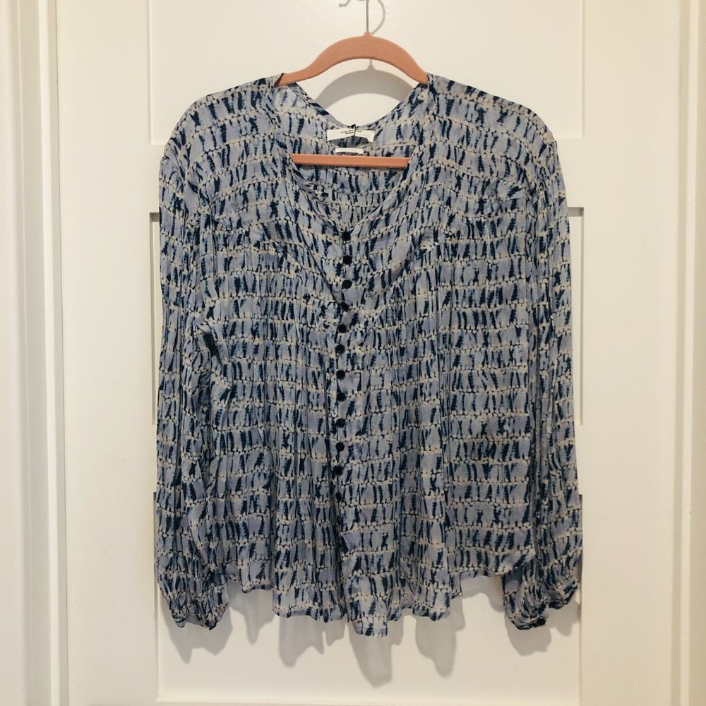 Blue Patterned Women's Blouse - Picture 8 of 10
